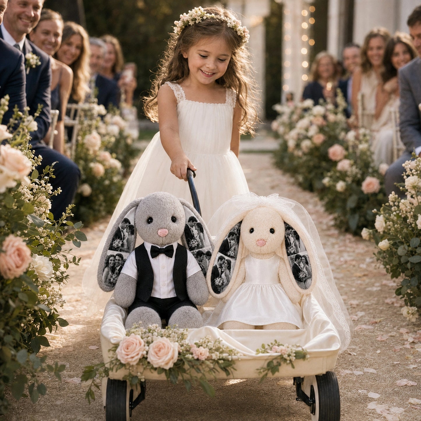 Custom Photo Wedding Bunny Plush – Personalized Bride & Groom Keepsake