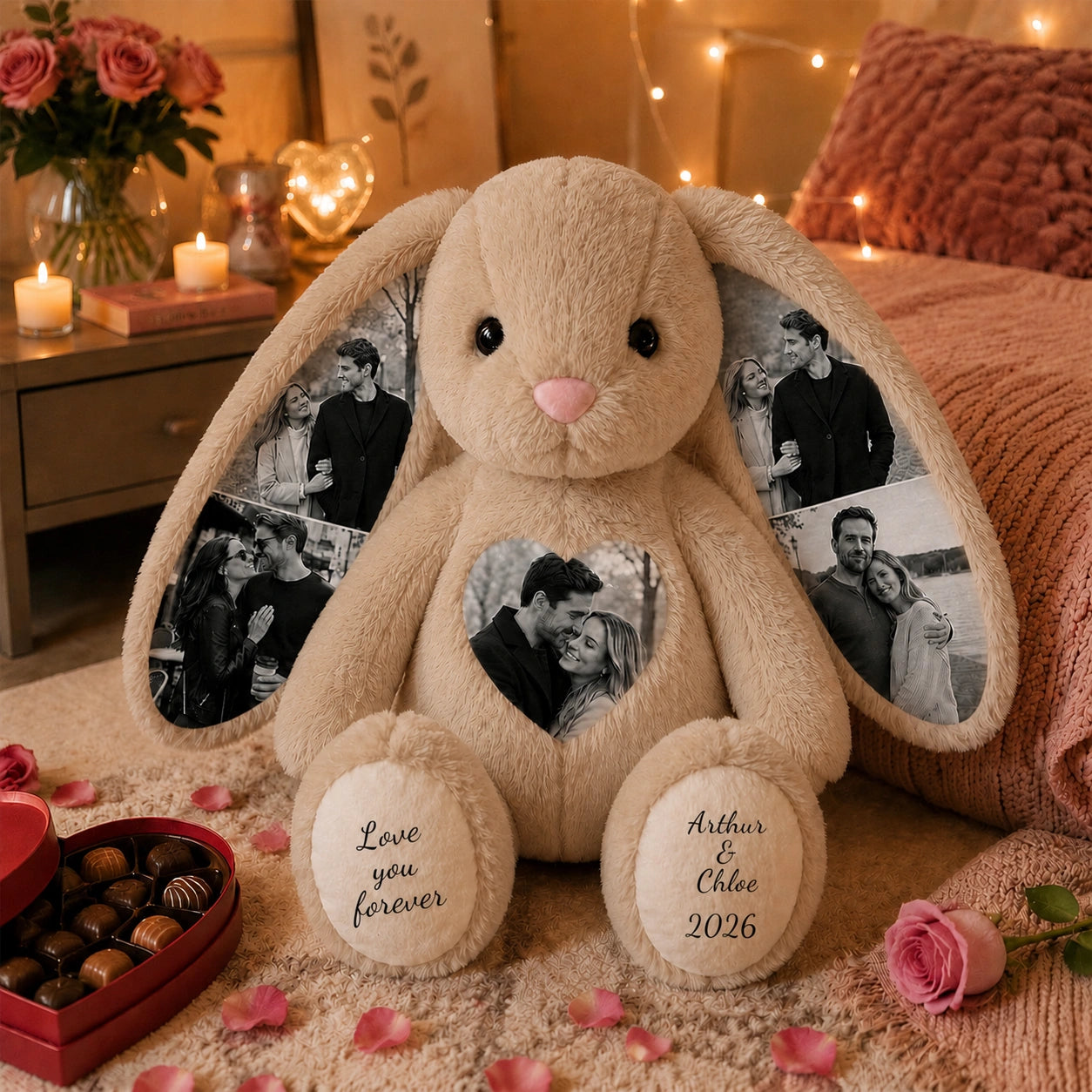 Bunny Plush – Personalized Heart & Ear Photo