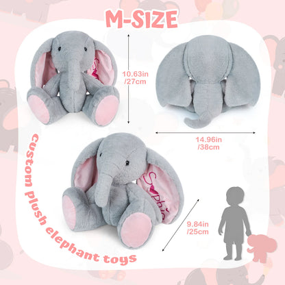 Customizable Ear Text Plush Elephant – Personalized Name Gift for Kids & Loved Ones
