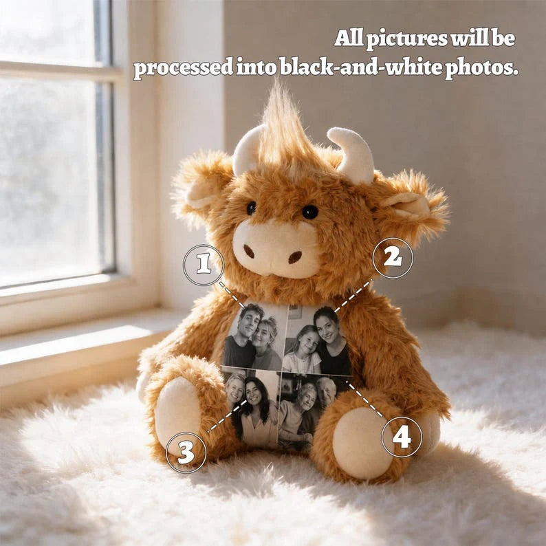 Highland Cow Plush – Personalized Photo Keepsake