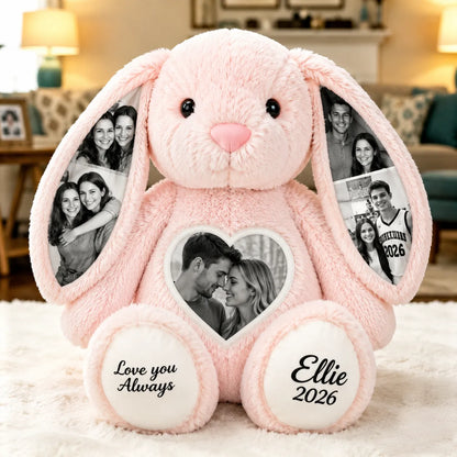 Bunny Plush – Personalized Heart & Ear Photo