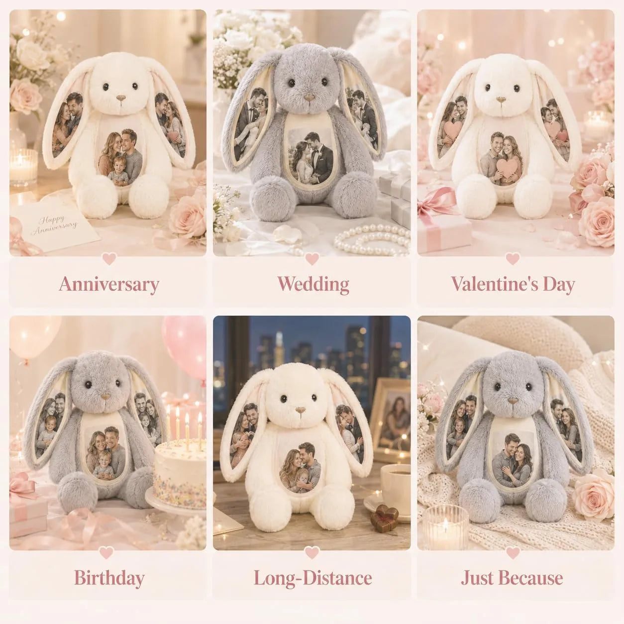 Custom Photo Bunny - Photos on Ears & Belly