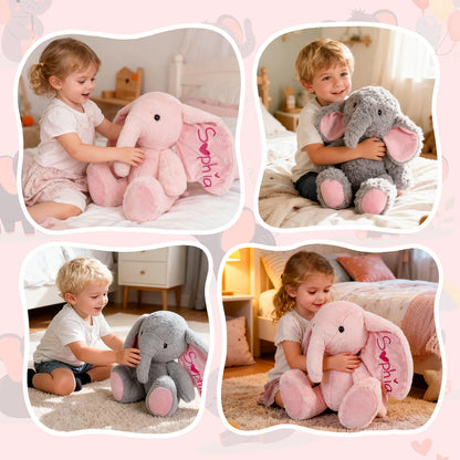 Customizable Ear Text Plush Elephant – Personalized Name Gift for Kids & Loved Ones