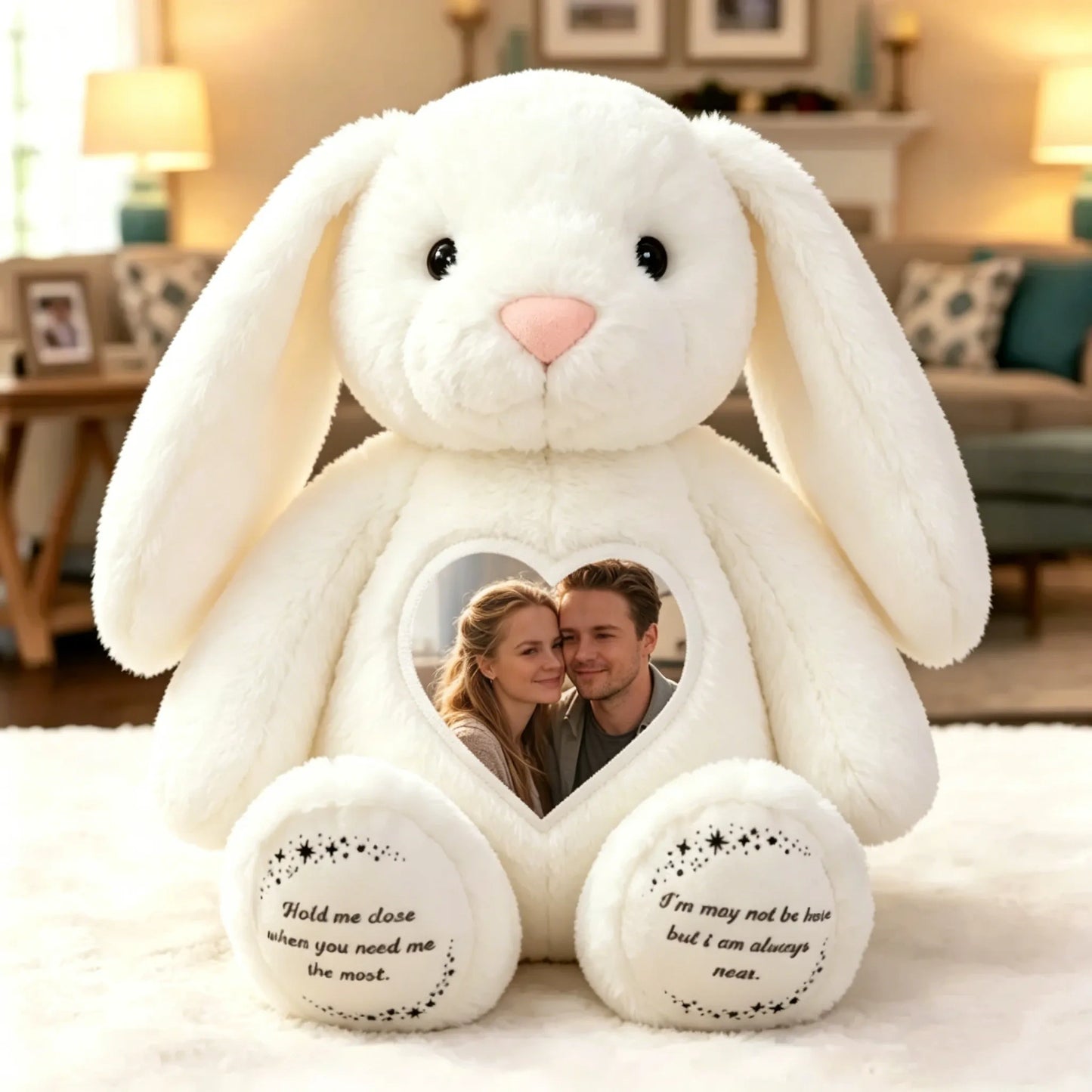 Bunny Plush – Personalized Heart Photo
