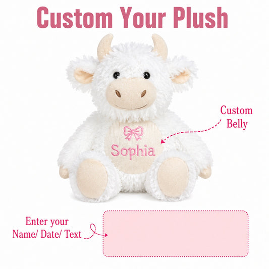 Cuddly Personalized Plush Cow – Perfect Keepsake for Your Little One