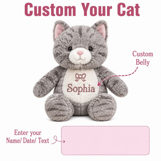 Custom Plush Cat – Add Name or Message on Chest