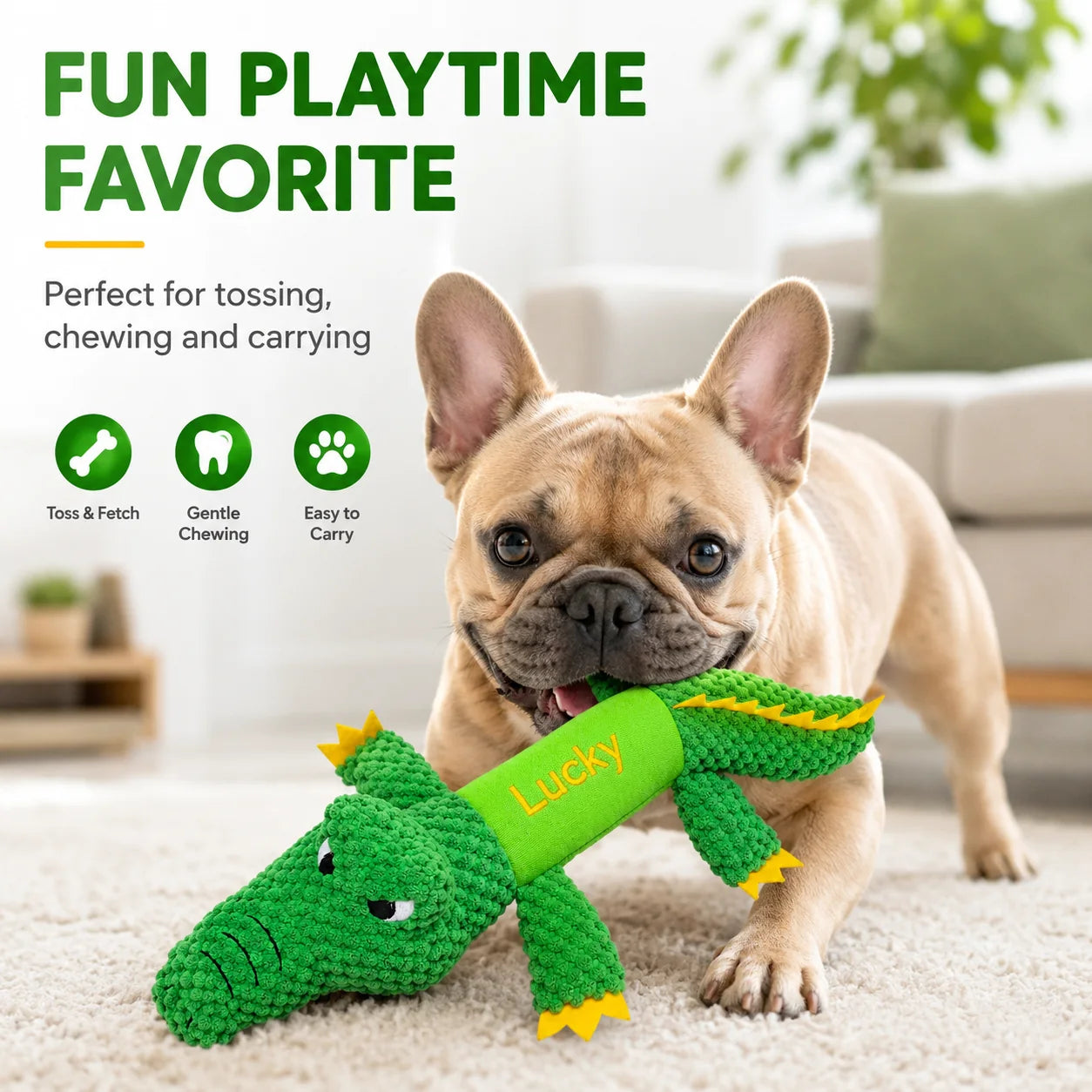 Crocodile dog toy for tossing chewing and carrying