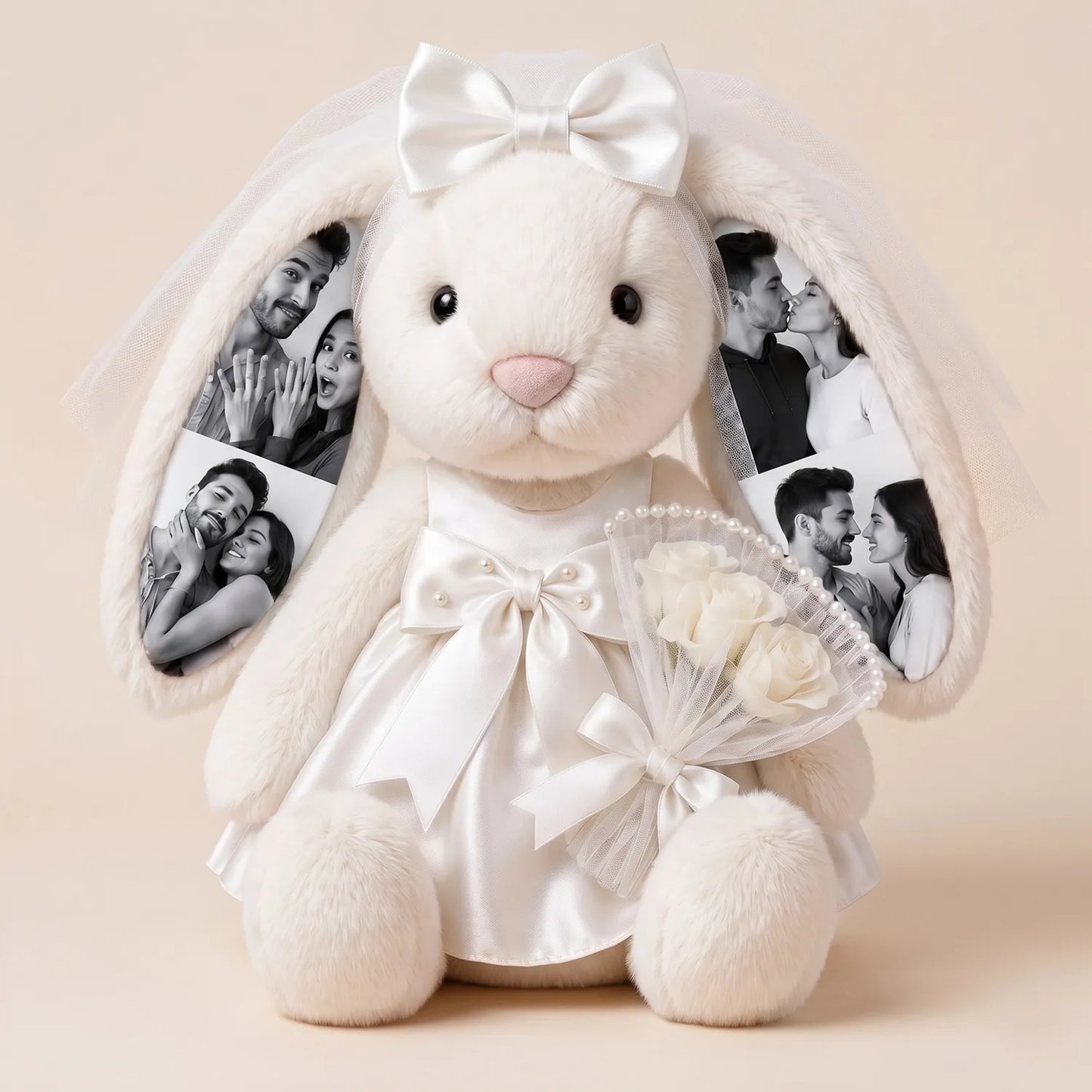 Custom Photo Wedding Bunny Plush