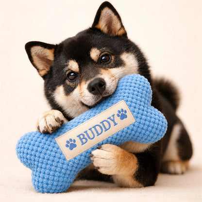 Personalized squeaky bone toy lifestyle main image