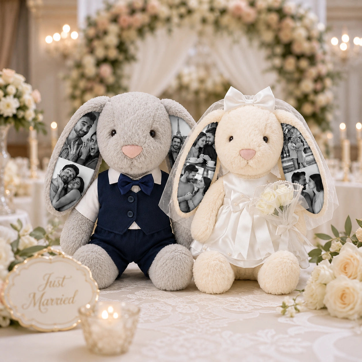 Custom Photo Wedding Bunny Plush