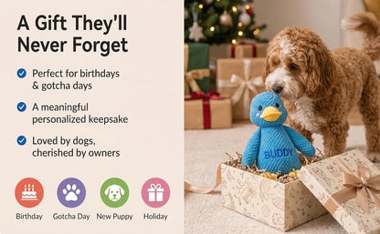 Personalized duck dog toy gift for birthdays gotcha days and new puppies
